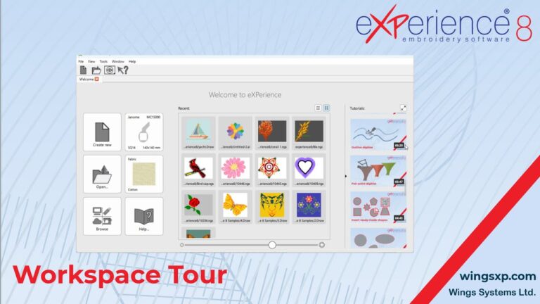 Step-by-Step Guide to Navigating the eXPerience 8 Embroidery Software Workspace
