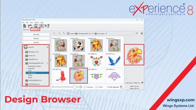 How to Use the Design Browser in eXPerience 8 Embroidery Software