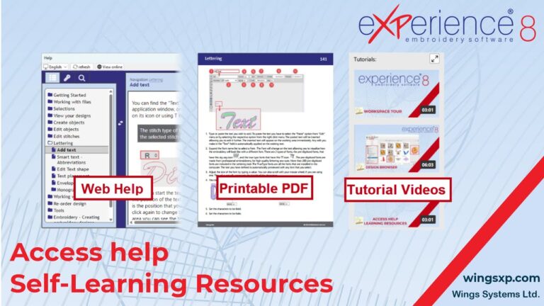 How to Access Self-Learning Resources in eXPerience 8 Embroidery Software